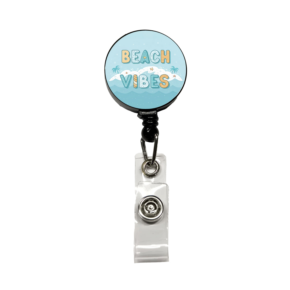 Beach Vibes Sea Foam Ocean Retractable ID Key Card Name Tag Badge Holder with Clip