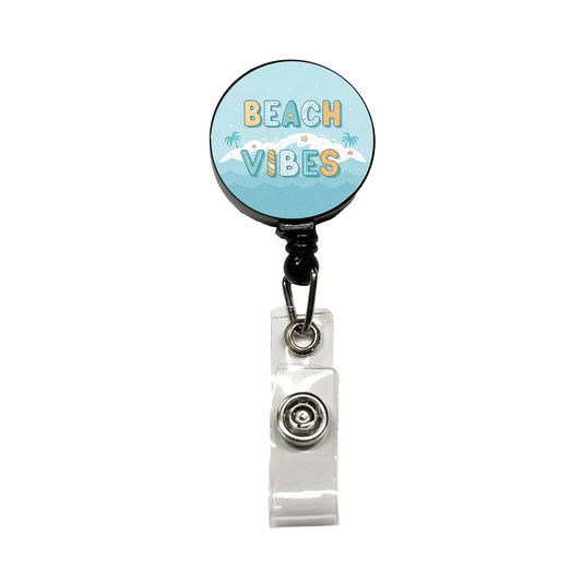 Beach Vibes Sea Foam Ocean Retractable ID Key Card Name Tag Badge Holder with Clip