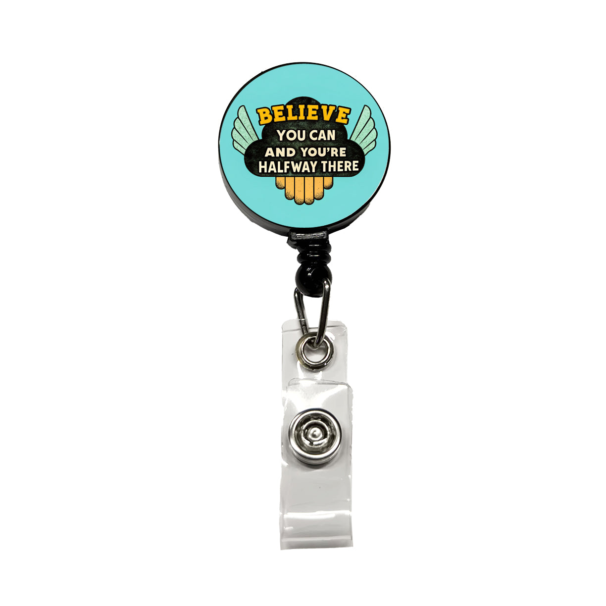 Believe You Can You're Halfway There Inspirational Retractable ID Key Card Name Tag Badge Holder with Clip