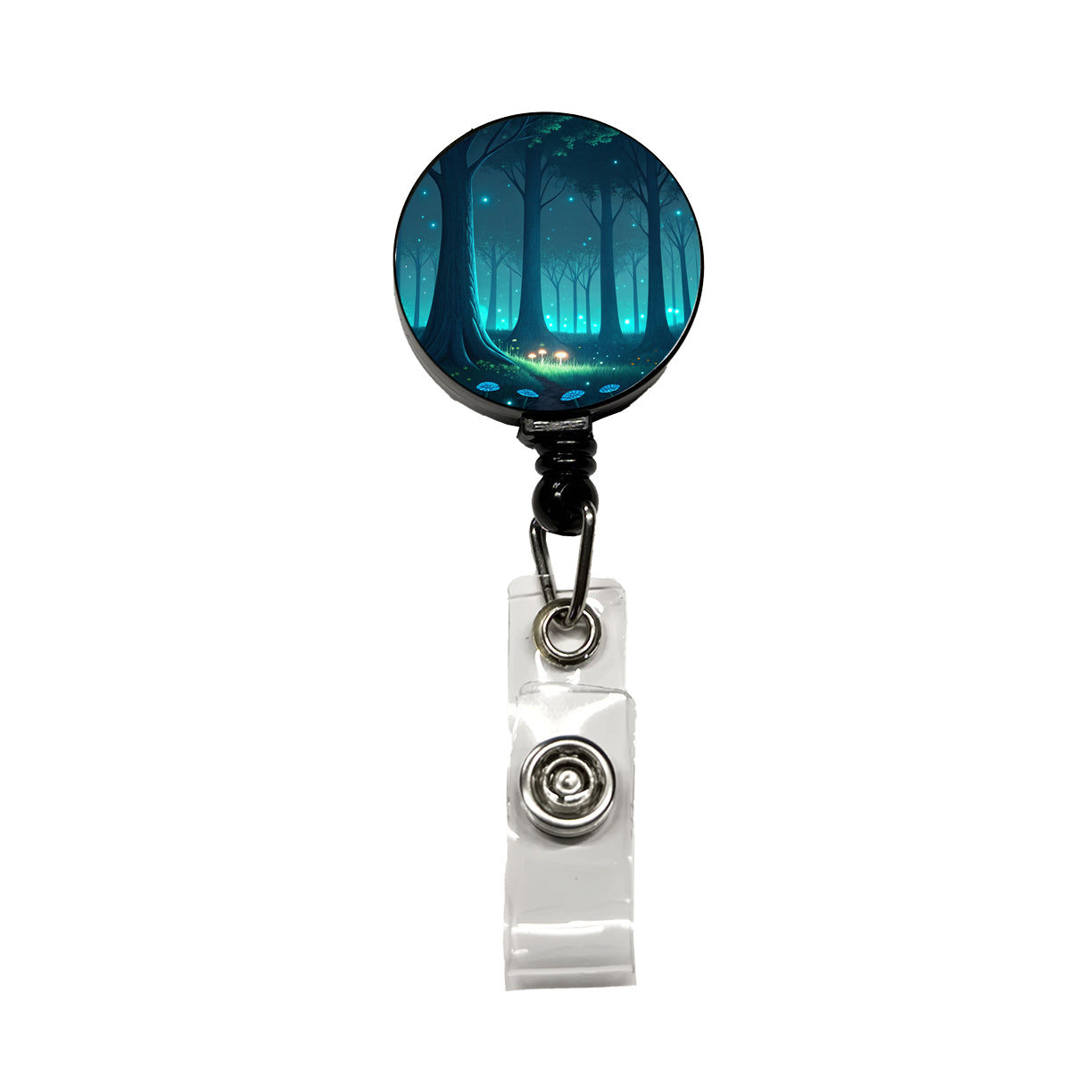 Bioluminescent Forest Mushrooms Trees Retractable ID Key Card Name Tag Badge Holder with Clip