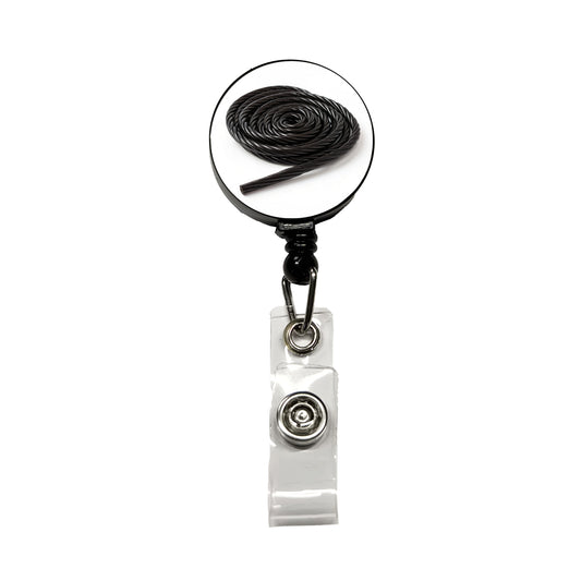 Black Licorice Rope Retractable ID Key Card Name Tag Badge Holder with Clip