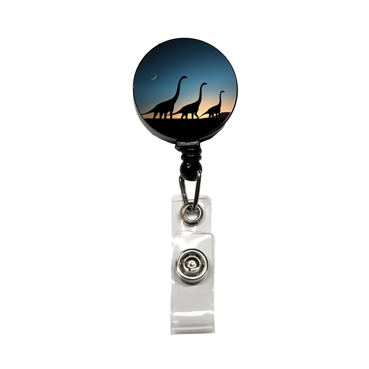 Brachiosaurus Silhouettes Dinosaurs Retractable ID Key Card Name Tag Badge Holder with Clip