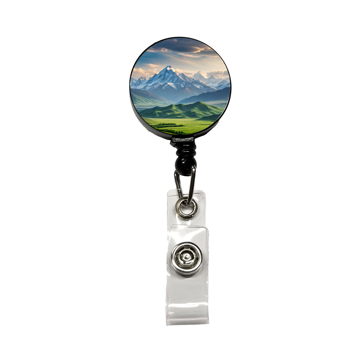 Breathtaking Mountain Views Snow Meadow Retractable ID Key Card Name Tag Badge Holder with Clip
