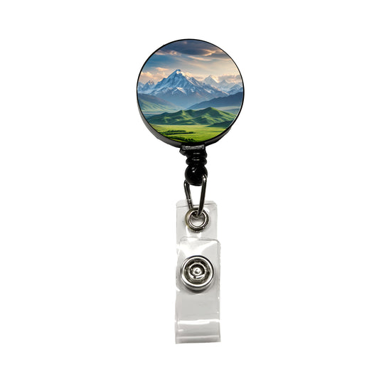 Breathtaking Mountain Views Snow Meadow Retractable ID Key Card Name Tag Badge Holder with Clip