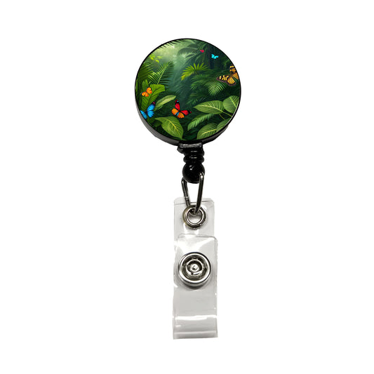Butterflies In Jungle Colorful Retractable ID Key Card Name Tag Badge Holder with Clip