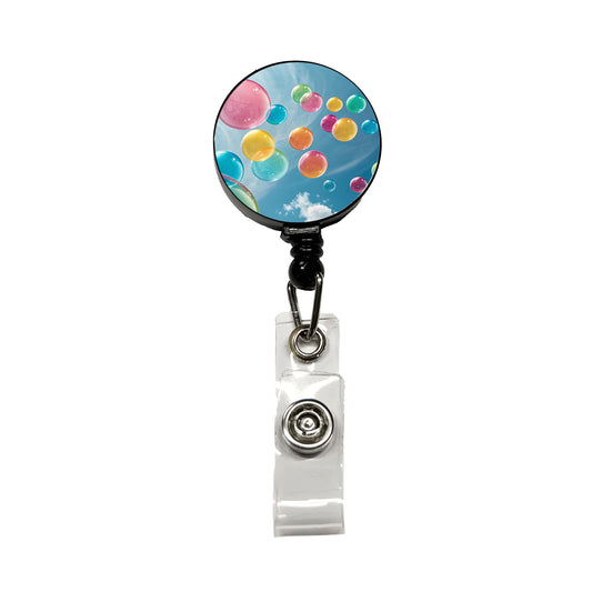 Candy Color Bubbles Blue Sky Retractable ID Key Card Name Tag Badge Holder with Clip