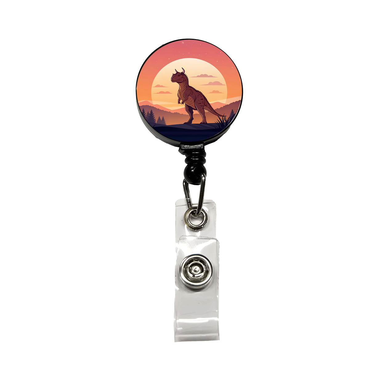 Carnotaurus Sunset Dinosaur Retractable ID Key Card Name Tag Badge Holder with Clip