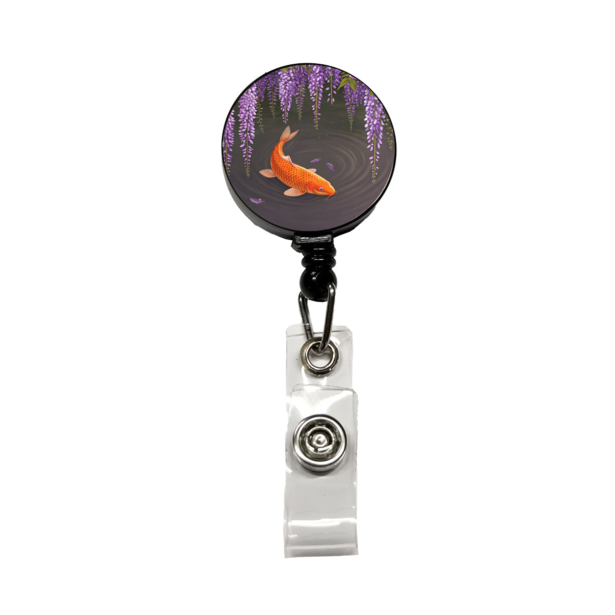 Carp With Wisteria Flowers Pond Retractable ID Key Card Name Tag Badge Holder with Clip