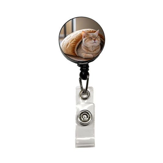 Cat Loaf Cute Retractable ID Key Card Name Tag Badge Holder with Clip
