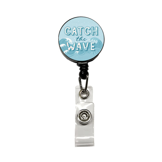 Catch The Wave Ocean Retractable ID Key Card Name Tag Badge Holder with Clip