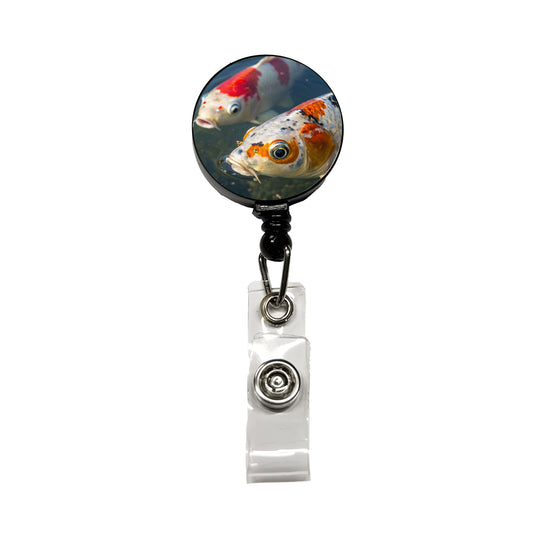 Koi Fish Eyes Close Up Pond Retractable ID Key Card Name Tag Badge Holder with Clip