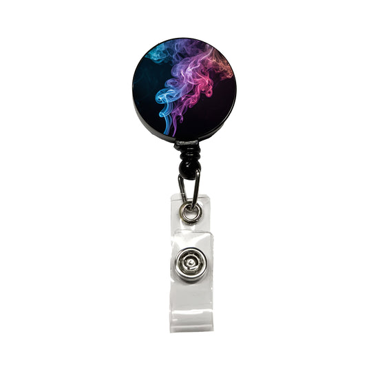Colorful Plumes Of Smoke Curling Retractable ID Key Card Name Tag Badge Holder with Clip