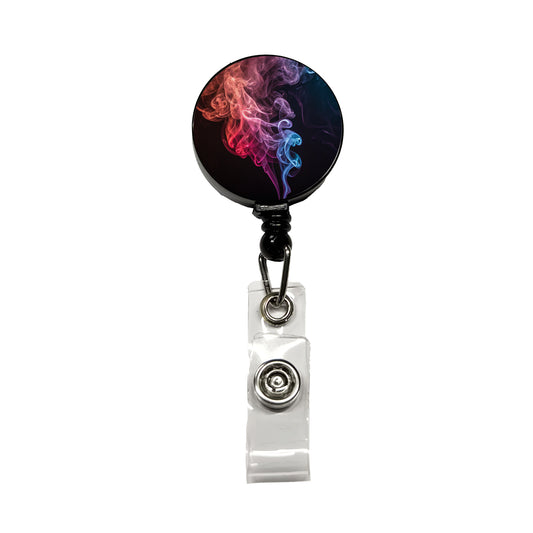 Colorful Smoke Curling Retractable ID Key Card Name Tag Badge Holder with Clip