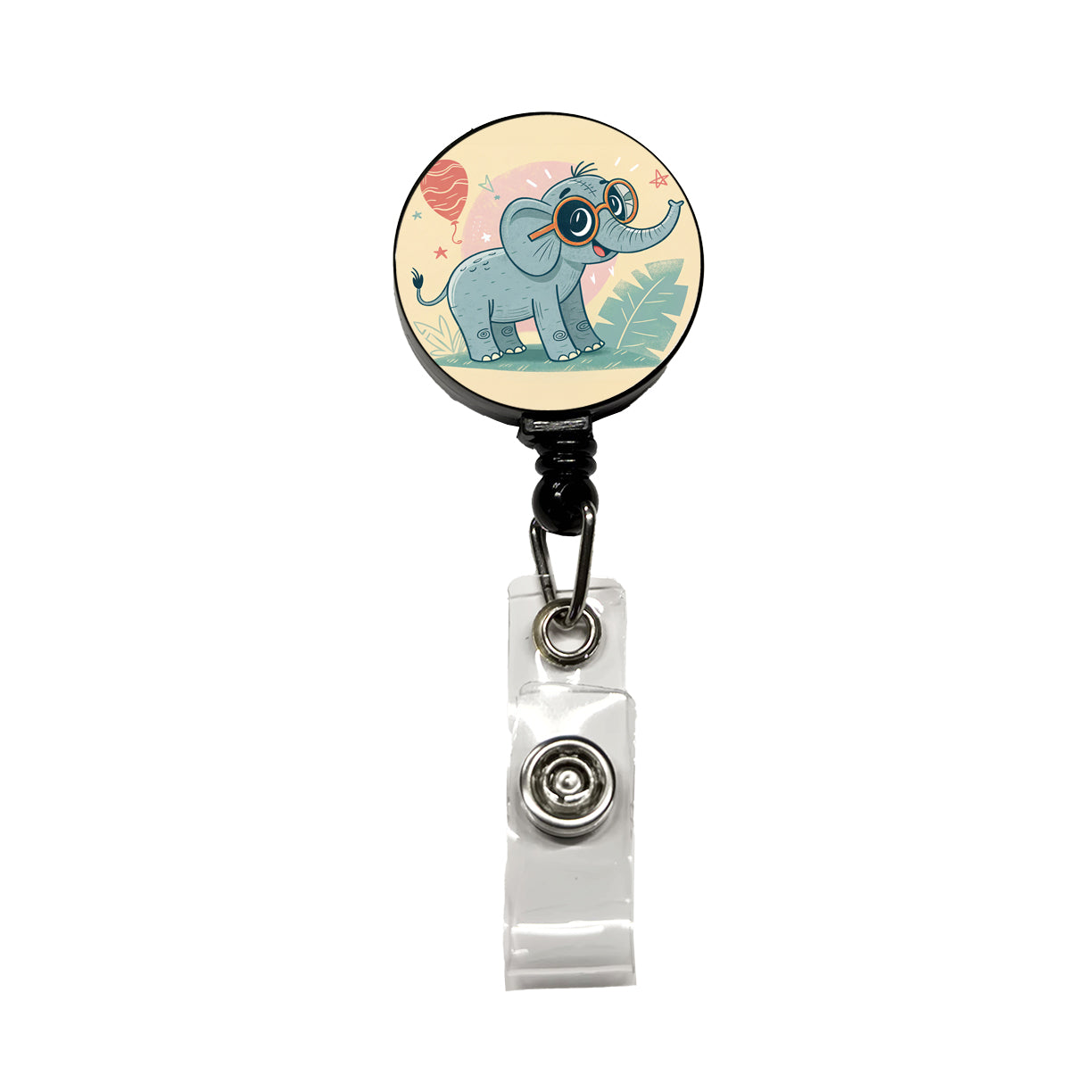 Cool Elephant Wearing Glasses Cute Retractable ID Key Card Name Tag Badge Holder with Clip