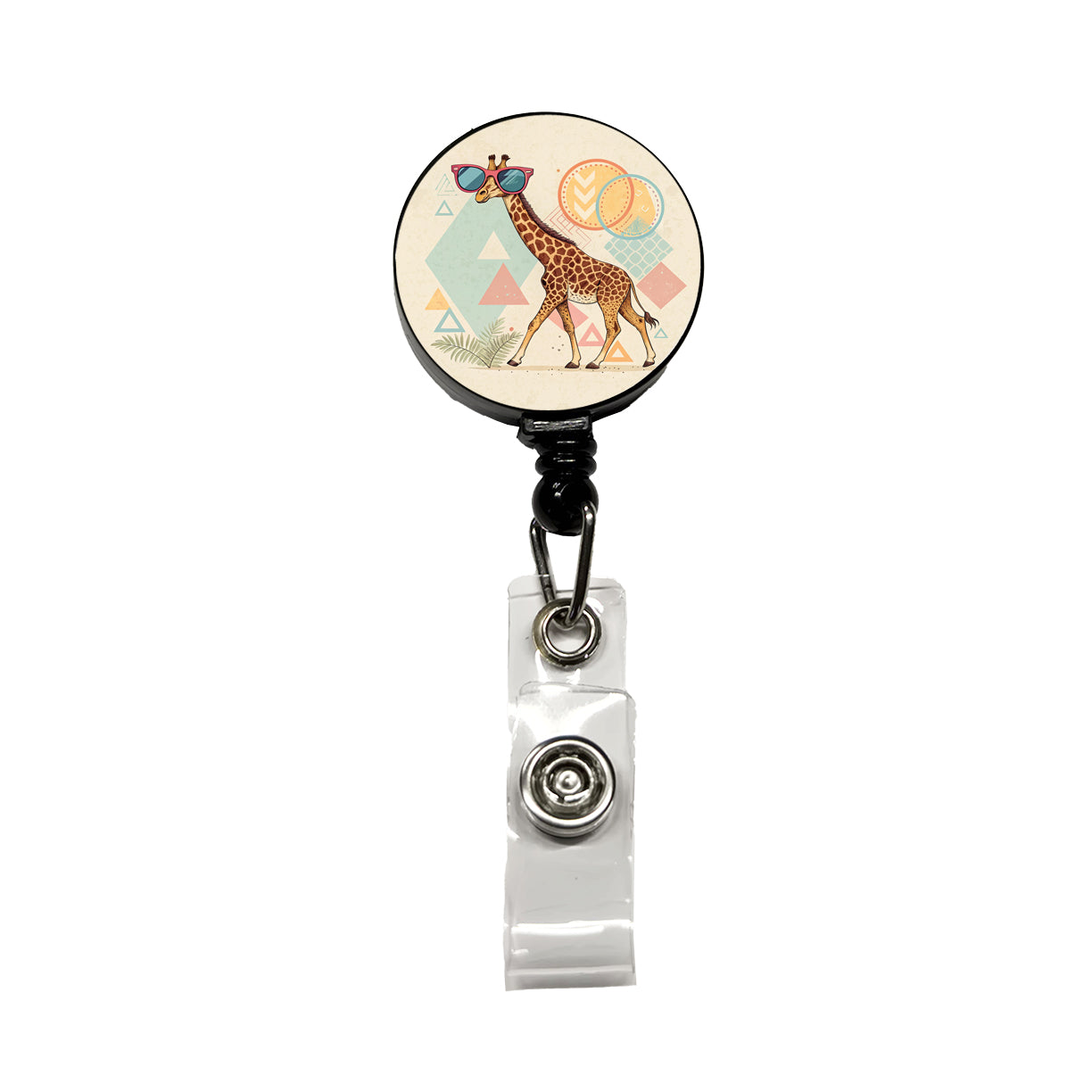 Cool Giraffe Wearing Sunglasses Funny Retractable ID Key Card Name Tag Badge Holder with Clip