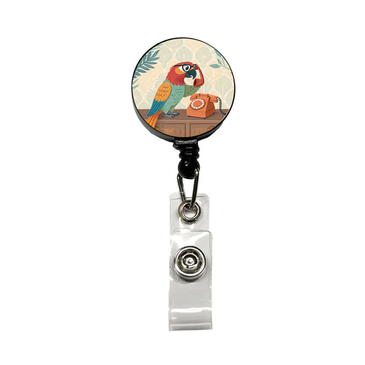 Cool Parrot Wearing Glasses Retractable ID Key Card Name Tag Badge Holder with Clip