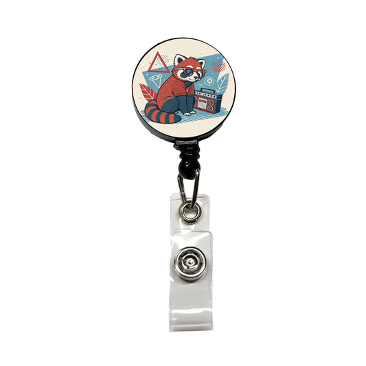 Cool Red Panda Wearing Glasses Retro Retractable ID Key Card Name Tag Badge Holder with Clip