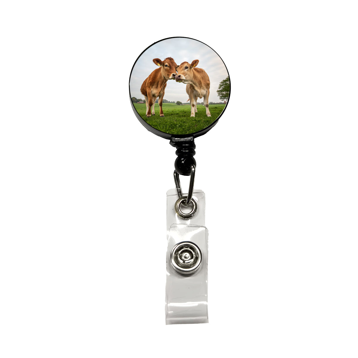 Cows Nuzzle Love Retractable ID Key Card Name Tag Badge Holder with Clip