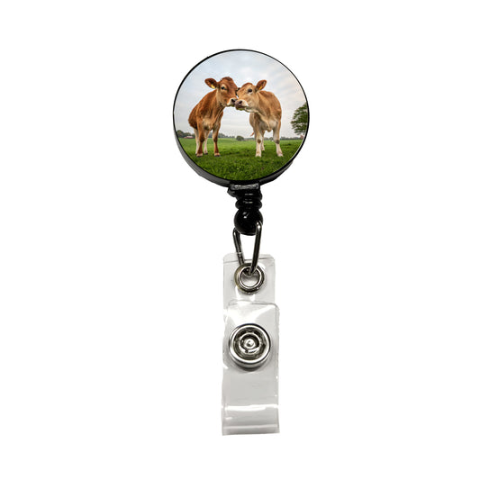 Cows Nuzzle Love Retractable ID Key Card Name Tag Badge Holder with Clip