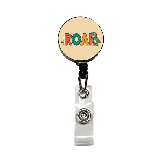 Dinosaur Roar Colorful Retractable ID Key Card Name Tag Badge Holder with Clip