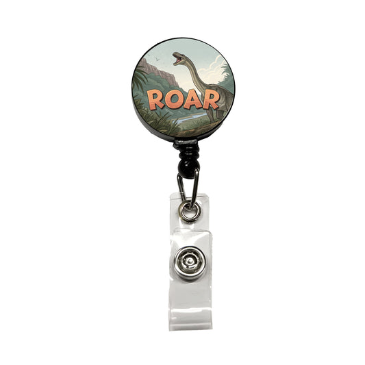 Diplodocus Roar Bold Text Dinosaur Retractable ID Key Card Name Tag Badge Holder with Clip