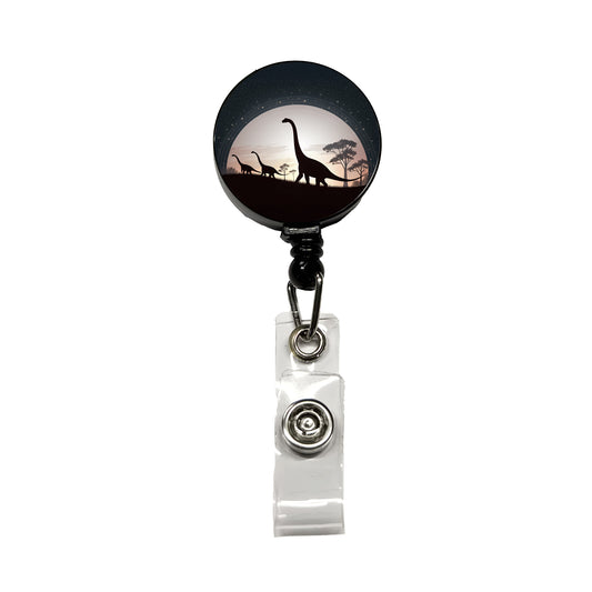 Diplodocus Silhouettes Dinosaurs Retractable ID Key Card Name Tag Badge Holder with Clip