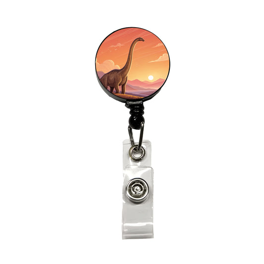 Diplodocus Sunset Dinosaur Retractable ID Key Card Name Tag Badge Holder with Clip