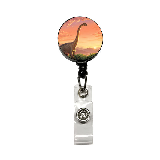 Diplodocus Sunset Sunrise Dinosaur Retractable ID Key Card Name Tag Badge Holder with Clip
