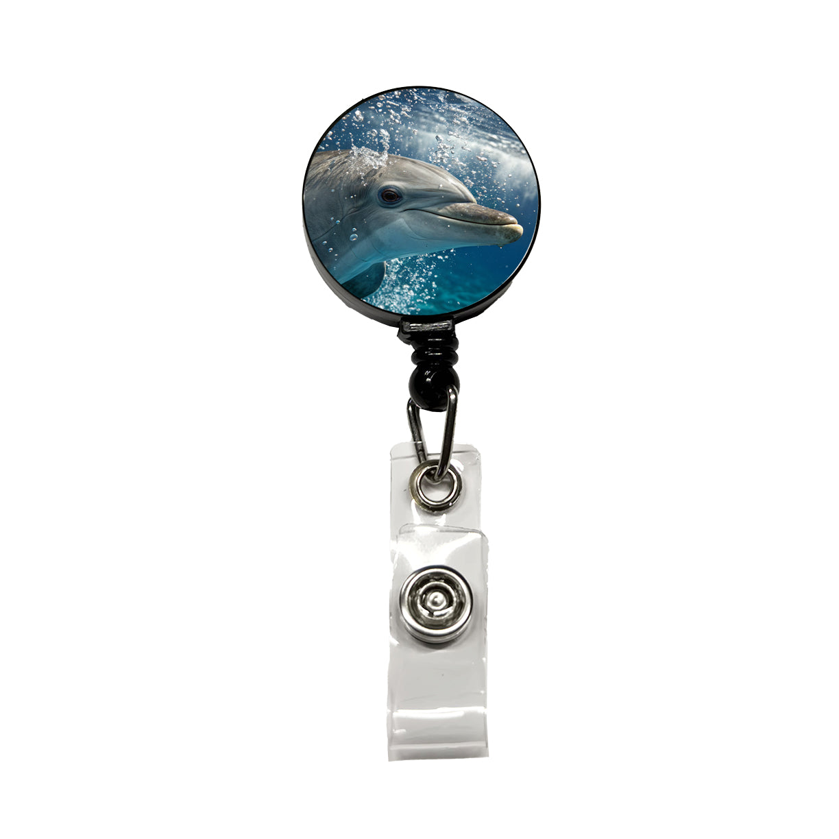 Dolphin Eyes Close Up Ocean Retractable ID Key Card Name Tag Badge Holder with Clip