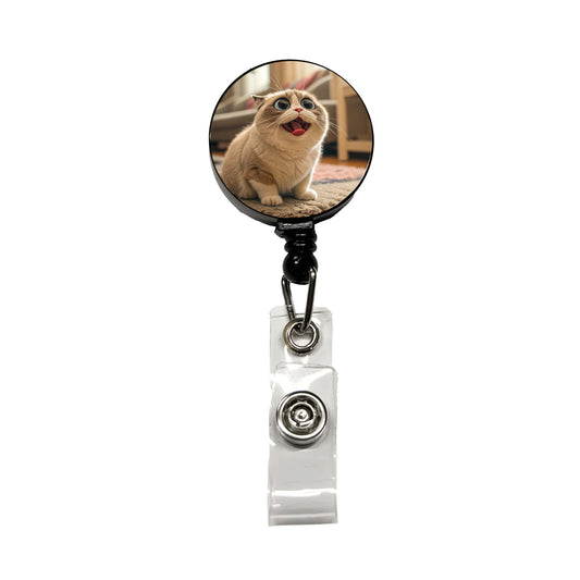 Dopey Cat Funny Retractable ID Key Card Name Tag Badge Holder with Clip
