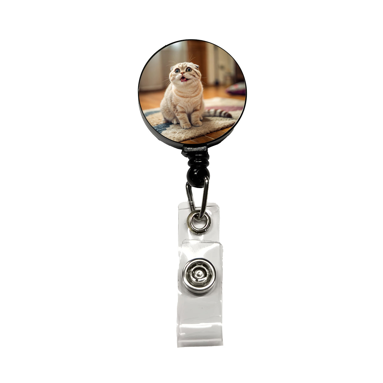 Dopey Cat Silly Retractable ID Key Card Name Tag Badge Holder with Clip