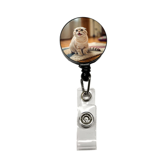 Dopey Cat Silly Retractable ID Key Card Name Tag Badge Holder with Clip