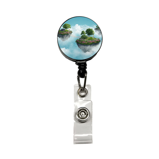 Floating Islands In The Sky Bridge Retractable ID Key Card Name Tag Badge Holder with Clip