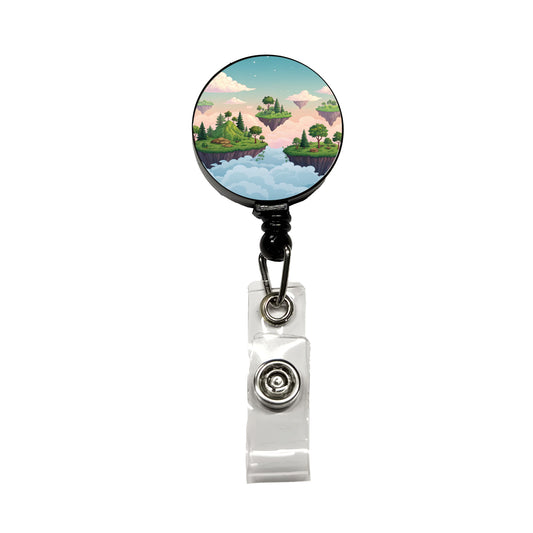 Floating Islands In The Sky Retractable ID Key Card Name Tag Badge Holder with Clip
