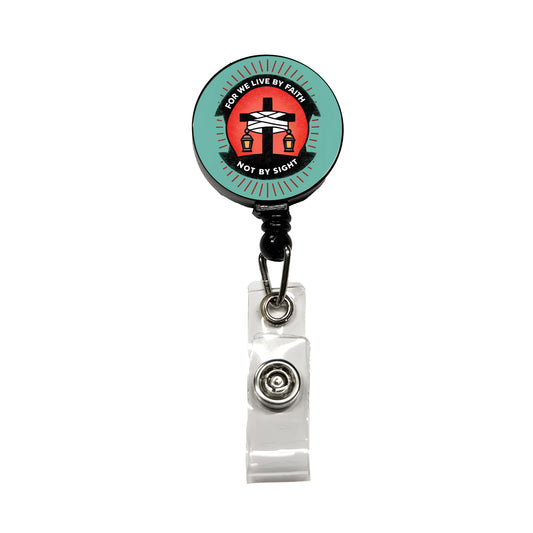 For We Live By Faith Not By Sight Bible Retractable ID Key Card Name Tag Badge Holder with Clip