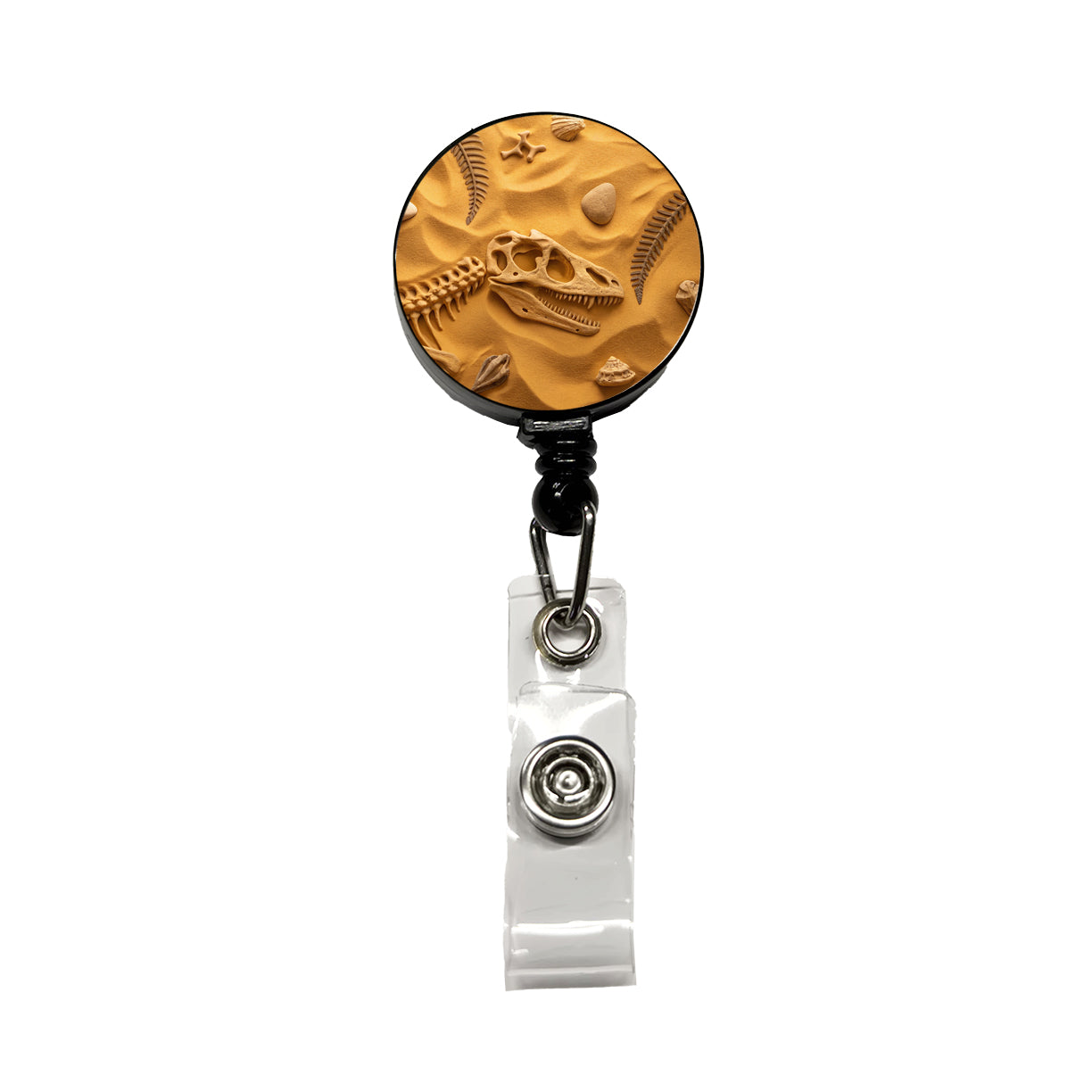 Fossils Dinosaur Bones Scattered On Sand Retractable ID Key Card Name Tag Badge Holder with Clip