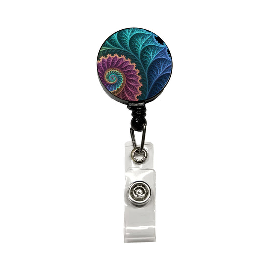 Fractal Geometry Beautiful Retractable ID Key Card Name Tag Badge Holder with Clip