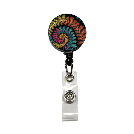 Fractal Geometry Colorful Retractable ID Key Card Name Tag Badge Holder with Clip