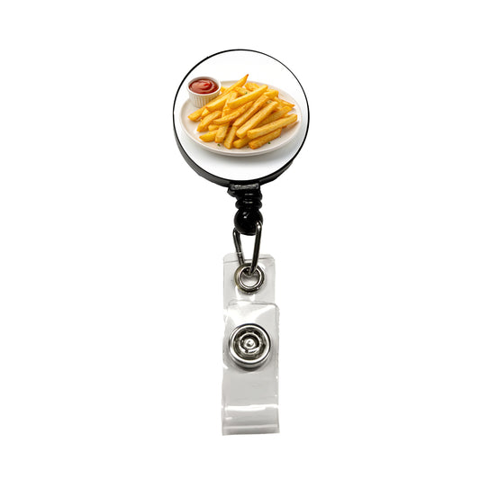 French Fries Ketchup Snack Retractable ID Key Card Name Tag Badge Holder with Clip