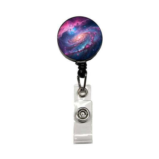 Galaxy Nebula Outer Space Colorful Retractable ID Key Card Name Tag Badge Holder with Clip
