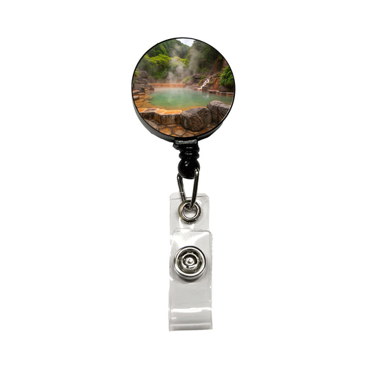 Geothermal Spa Misty Retractable ID Key Card Name Tag Badge Holder with Clip