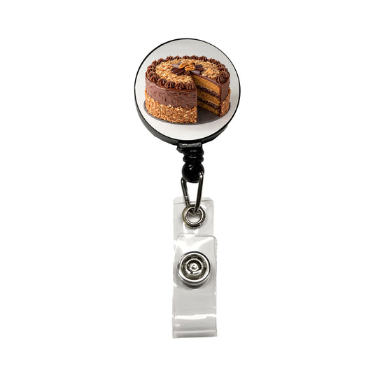 German Chocolate Cake Yummy Dessert Retractable ID Key Card Name Tag Badge Holder with Clip