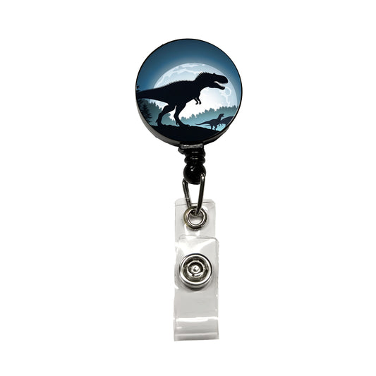 Giganotosaurus Silhouettes Dinosaurs Retractable ID Key Card Name Tag Badge Holder with Clip
