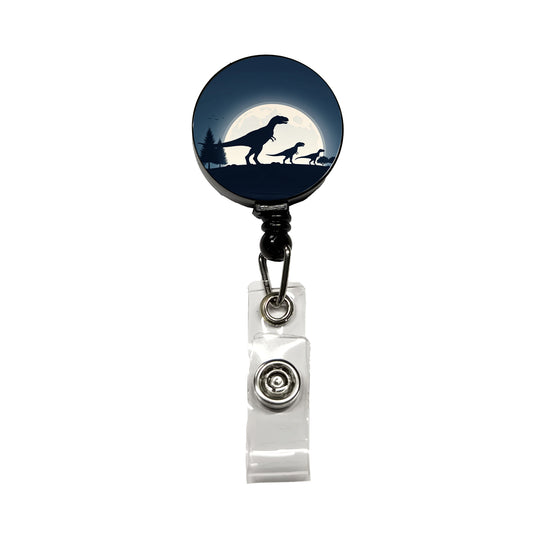 Giganotosaurus Silhouettes Walking Dinosaurs Retractable ID Key Card Name Tag Badge Holder with Clip