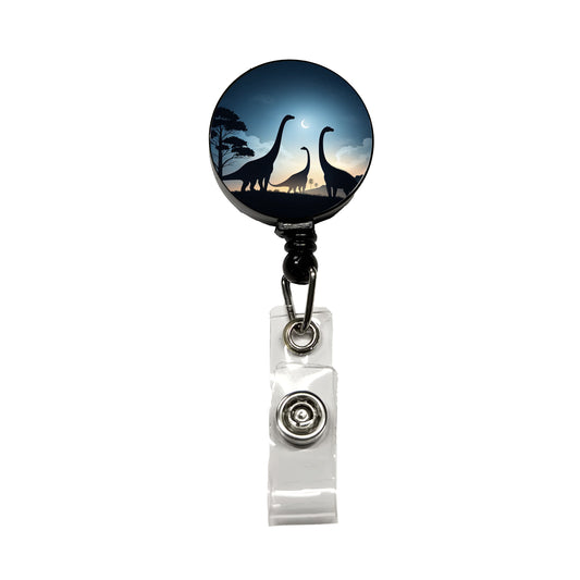 Gigantosaurus Silhouettes Moon Trees Dinosaurs Retractable ID Key Card Name Tag Badge Holder with Clip