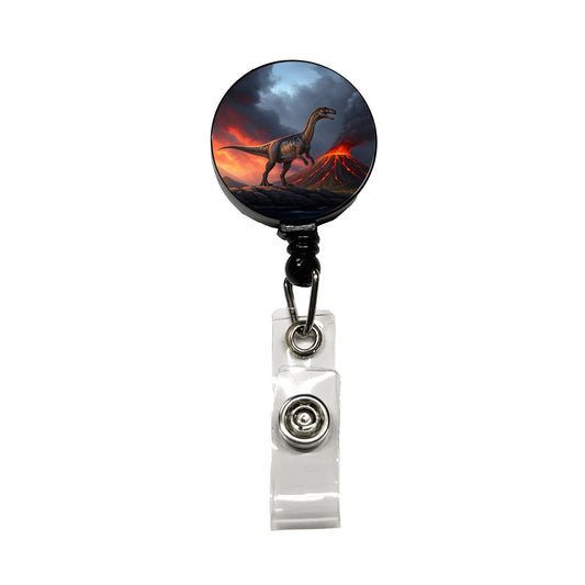 Gigantosaurus Volcano Dinosaur Sauropod Retractable ID Key Card Name Tag Badge Holder with Clip