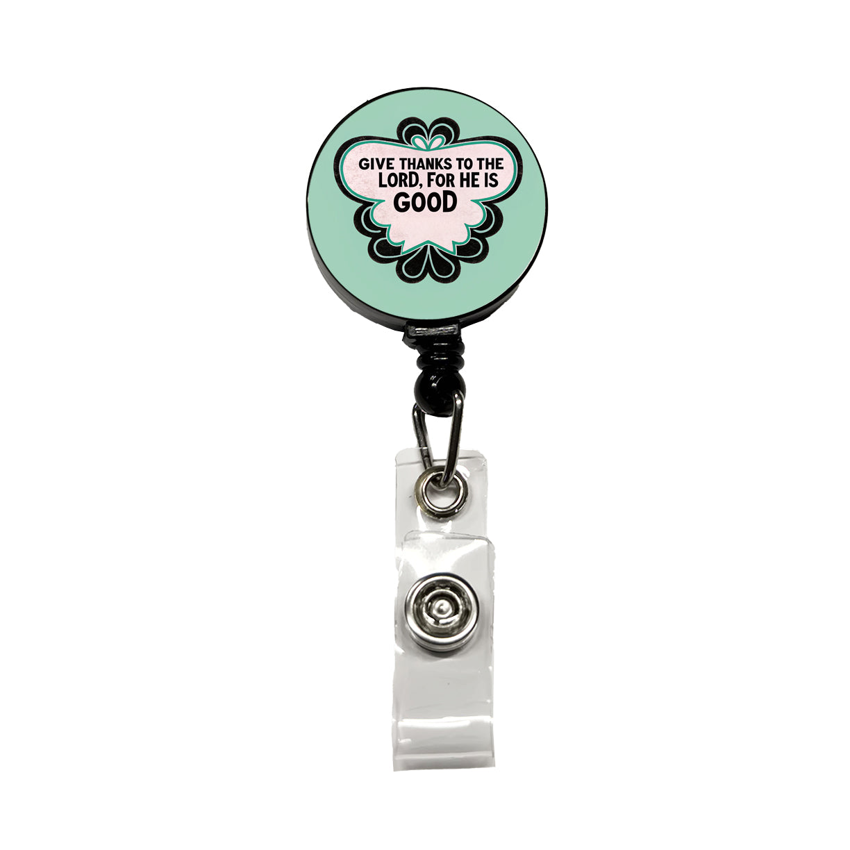 Give Thanks To The Lord For He Is Good Psalm Bible Verse Christian Retractable ID Key Card Name Tag Badge Holder with Clip