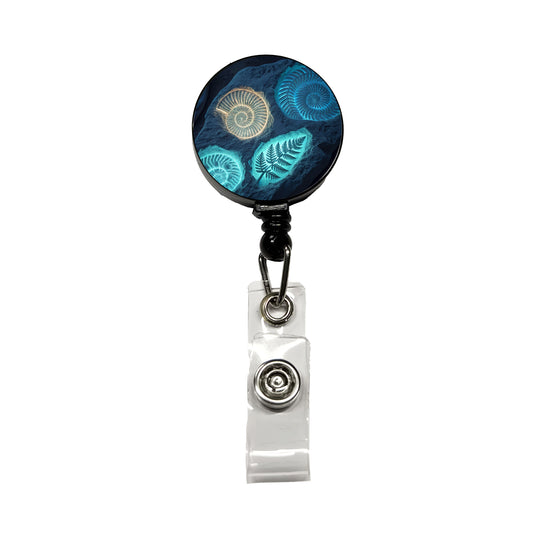 Glowing Holographic Style Fossil Imprints Retractable ID Key Card Name Tag Badge Holder with Clip