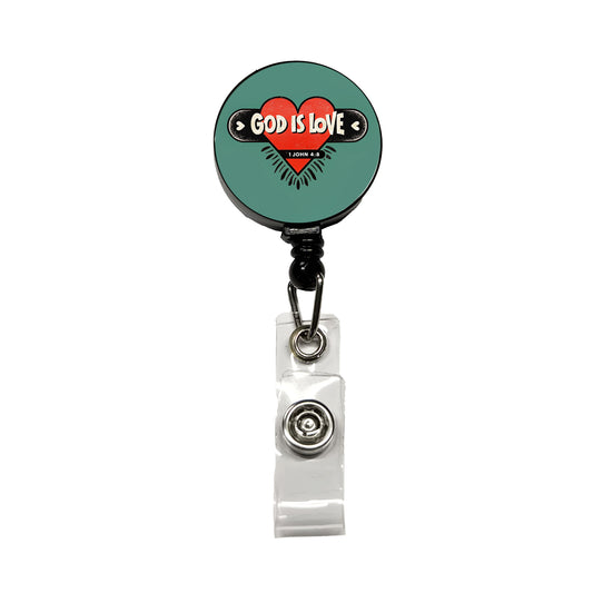 God Is Love Bible Verse Christian Retractable ID Key Card Name Tag Badge Holder with Clip