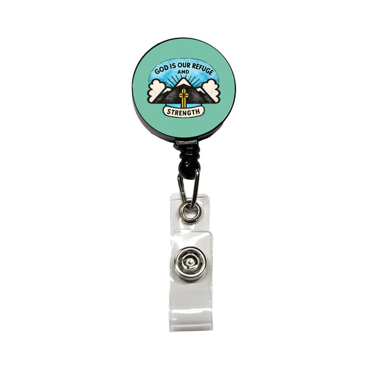 God Is Our Refuge And Strength Bible Verse Retractable ID Key Card Name Tag Badge Holder with Clip